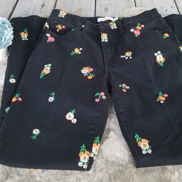 Tory Burch black floral jeans size 24 - Picture 7 of 8